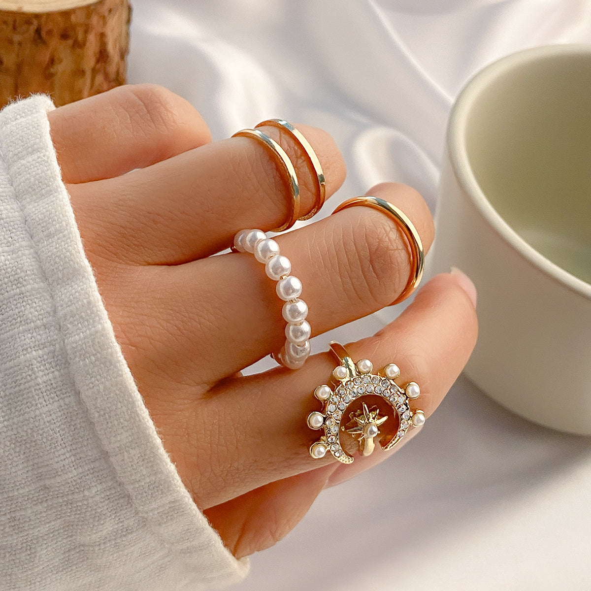 Moon Star Rings Set